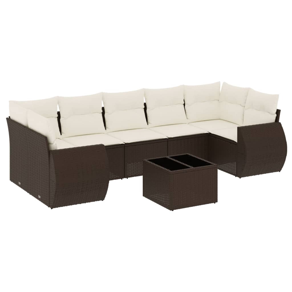 Set Divani da Giardino 8 pz con Cuscini Marrone in Polyrattan | homemem39