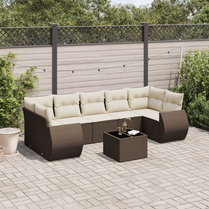 Set Divani da Giardino 8 pz con Cuscini Marrone in Polyrattan | homemem39
