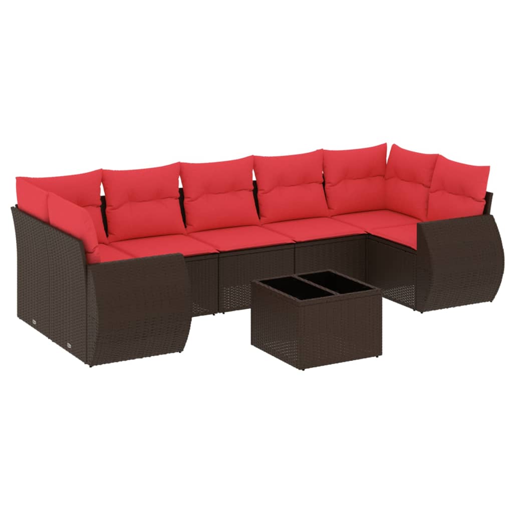 Set Divani da Giardino 8 pz con Cuscini Marrone in Polyrattan | homemem39