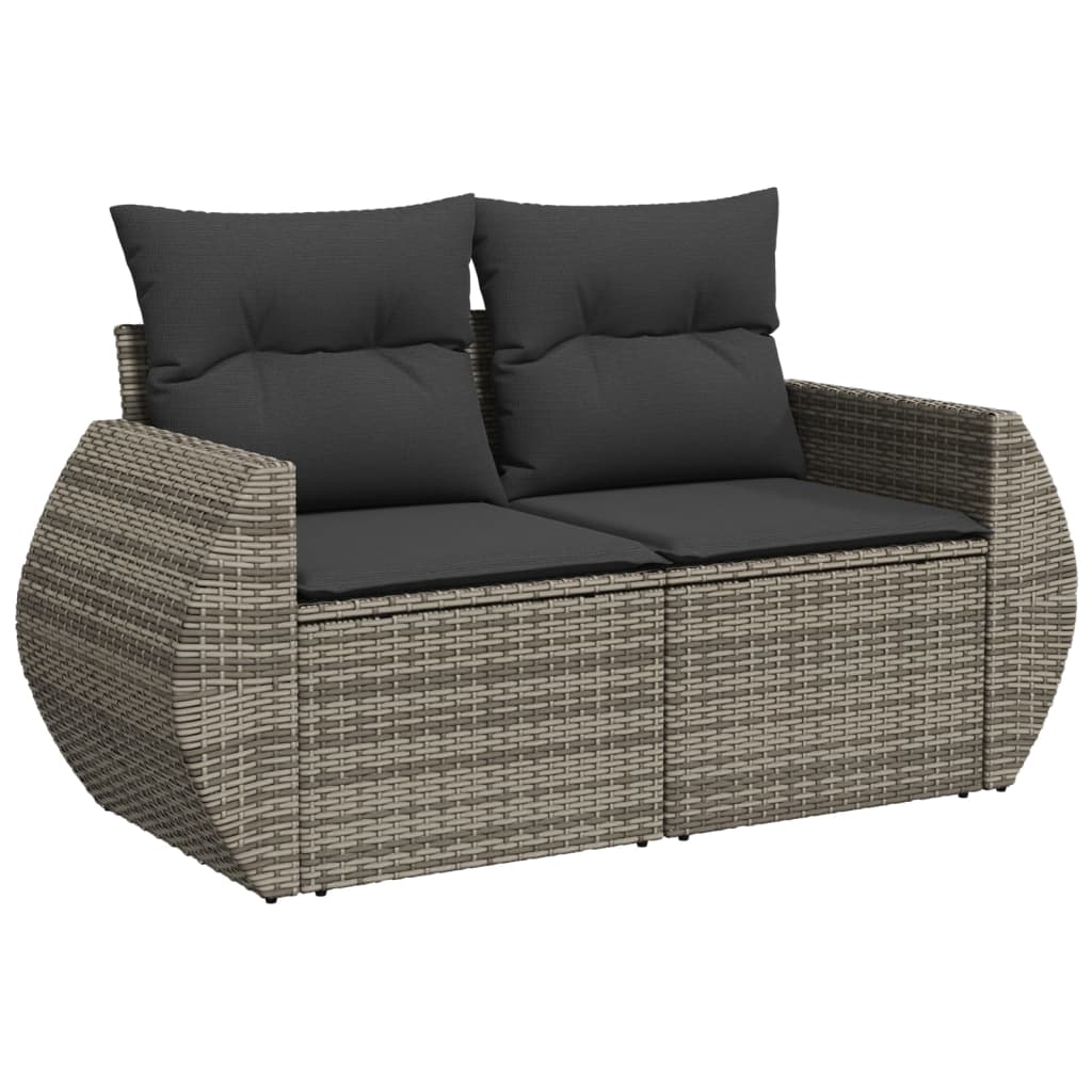 Set Divano da Giardino 9 pz con Cuscini Grigio in Polyrattan | homemem39