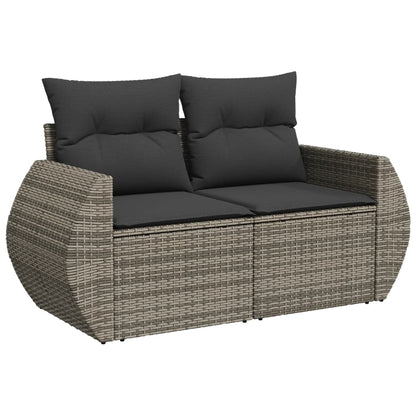 Set Divano da Giardino 9 pz con Cuscini Grigio in Polyrattan | homemem39