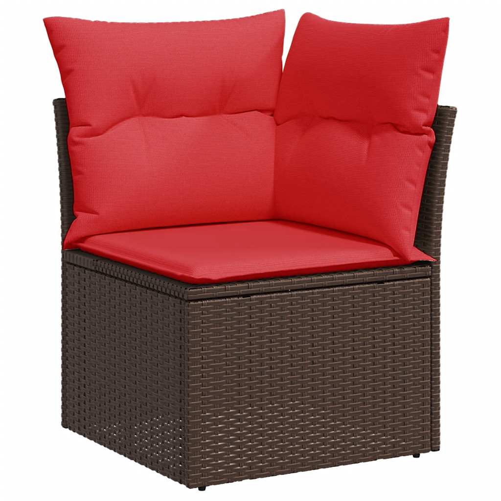 Set Divani da Giardino 9 pz con Cuscini Marrone in Polyrattan | homemem39