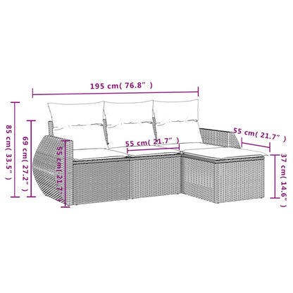 Set Divani da Giardino 4 pz con Cuscini Nero in Polyrattan | homemem39