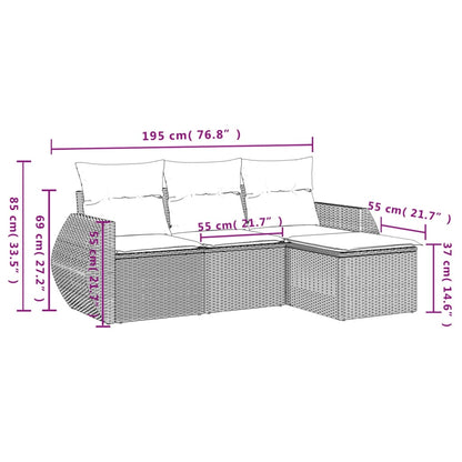 Set Divani da Giardino 4 pz con Cuscini Nero in Polyrattan | homemem39