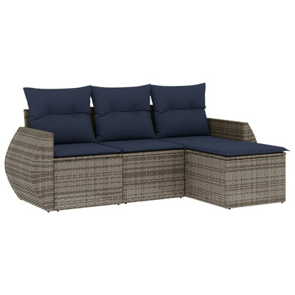 Set Divani da Giardino 4 pz con Cuscini Grigio in Polyrattan | homemem39
