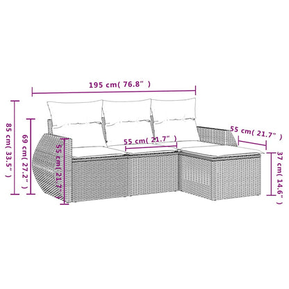Set Divano da Giardino 4pz con Cuscini Grigio Chiaro Polyrattan - homemem39