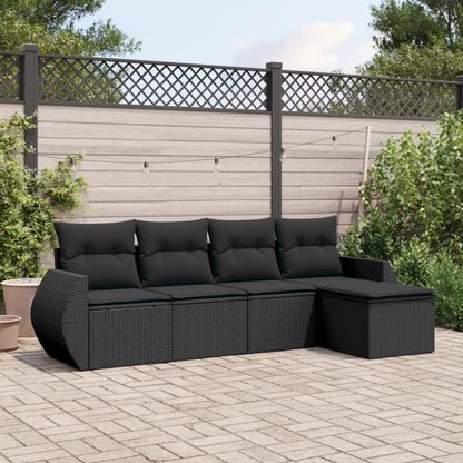 Set Divani da Giardino 5 pz con Cuscini in Polyrattan Nero - homemem39