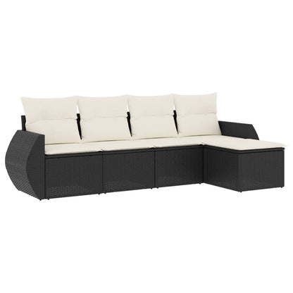 Set Divani da Giardino 5 pz con Cuscini in Polyrattan Nero | homemem39