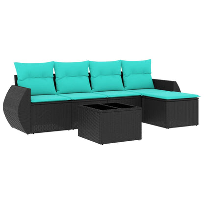 Set Divani da Giardino 6 pz con Cuscini Nero in Polyrattan | homemem39