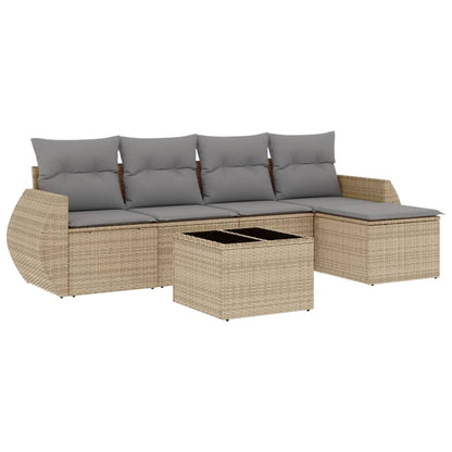 Set Divano da Giardino 6 pz con Cuscini Beige in Polyrattan | homemem39