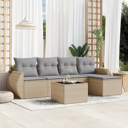 Set Divano da Giardino 6 pz con Cuscini Beige in Polyrattan | homemem39