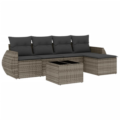 Set Divano da Giardino 6 pz con Cuscini Grigio in Polyrattan | homemem39