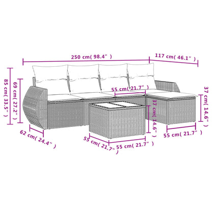 Set Divano da Giardino 6 pz con Cuscini Grigio in Polyrattan | homemem39