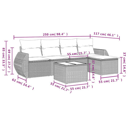 Set Divani da Giardino 6 pz con Cuscini Grigio in Polyrattan | homemem39
