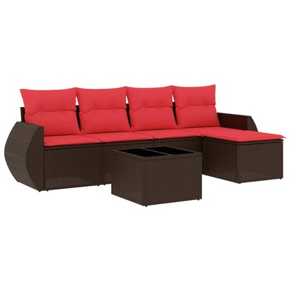 Set Divani da Giardino 6 pz con Cuscini Marrone in Polyrattan | homemem39