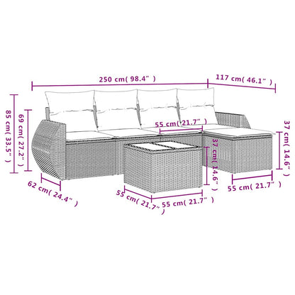 Set Divani da Giardino 6 pz con Cuscini Marrone in Polyrattan | homemem39