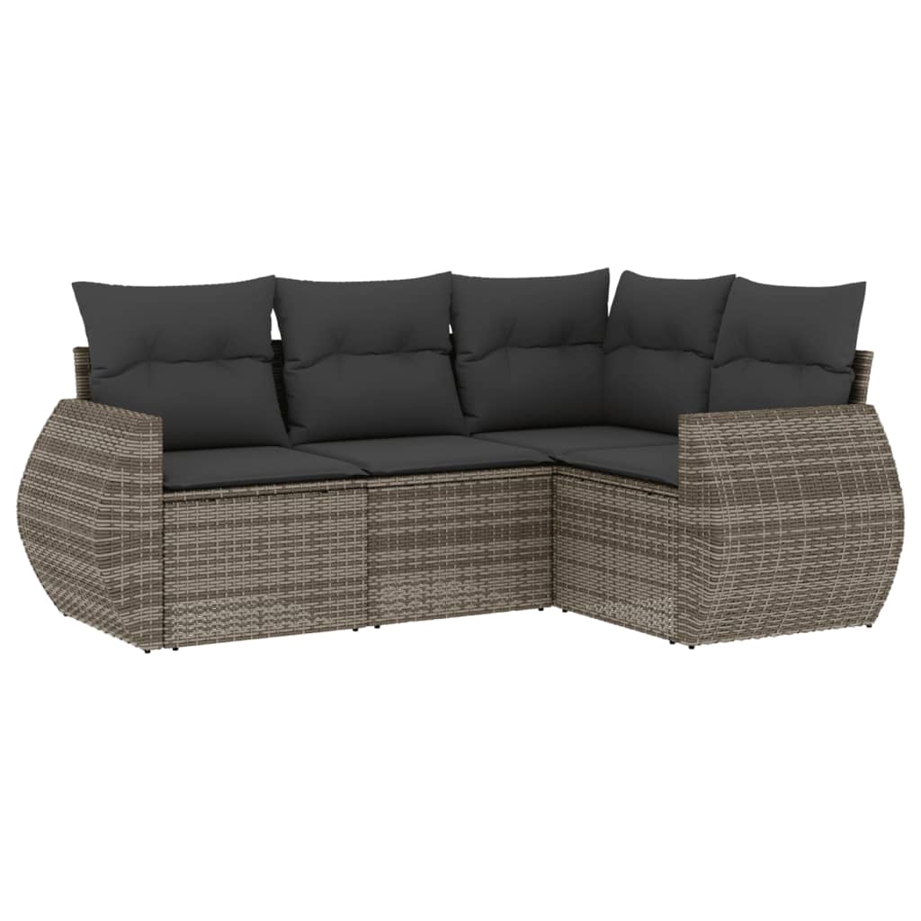 Set Divani da Giardino 4 pz con Cuscini in Polyrattan Grigio - homemem39