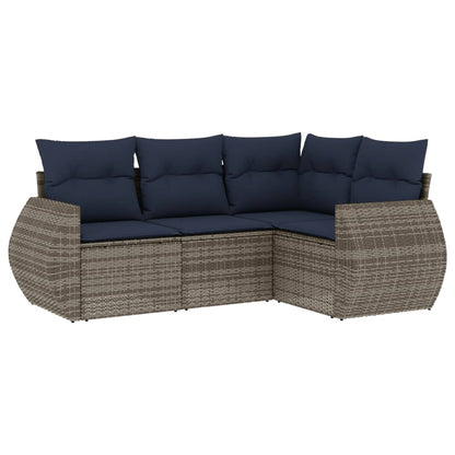 Set Divani da Giardino 4 pz con Cuscini Grigio in Polyrattan | homemem39