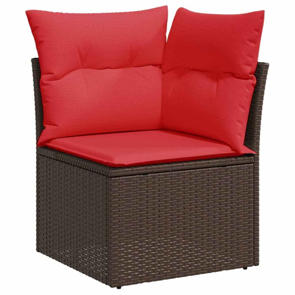 Set Divani da Giardino 4 pz con Cuscini Marrone in Polyrattan | homemem39