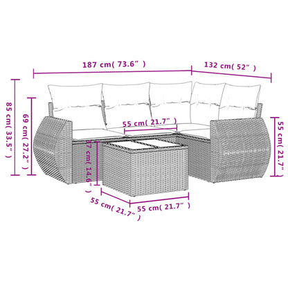 Set Divani da Giardino 5 pz con Cuscini Nero in Polyrattan | homemem39