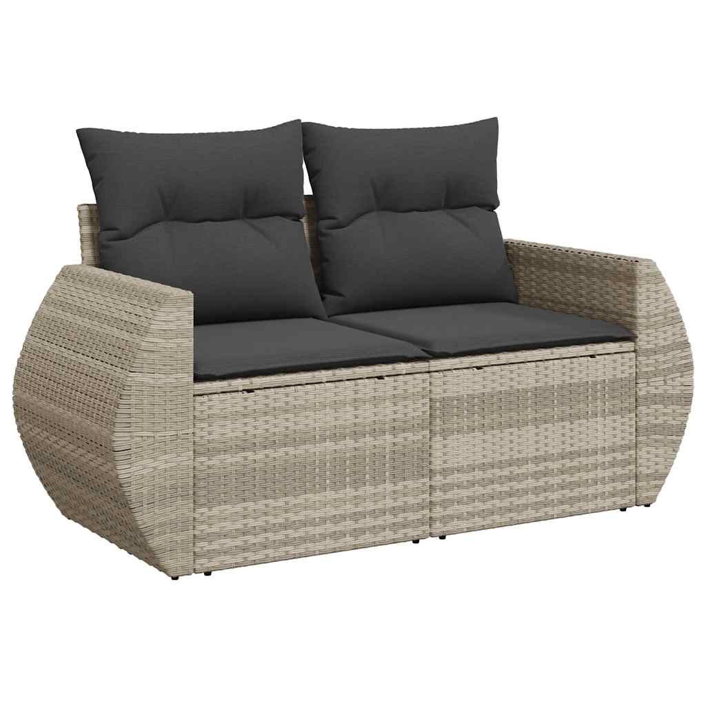 Set Divano da Giardino 5pz con Cuscini Grigio Chiaro Polyrattan | homemem39