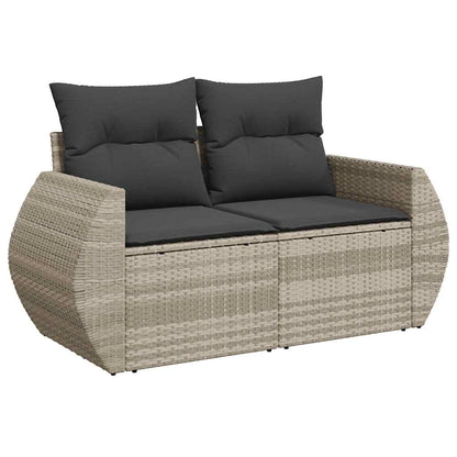 Set Divano da Giardino 5pz con Cuscini Grigio Chiaro Polyrattan | homemem39