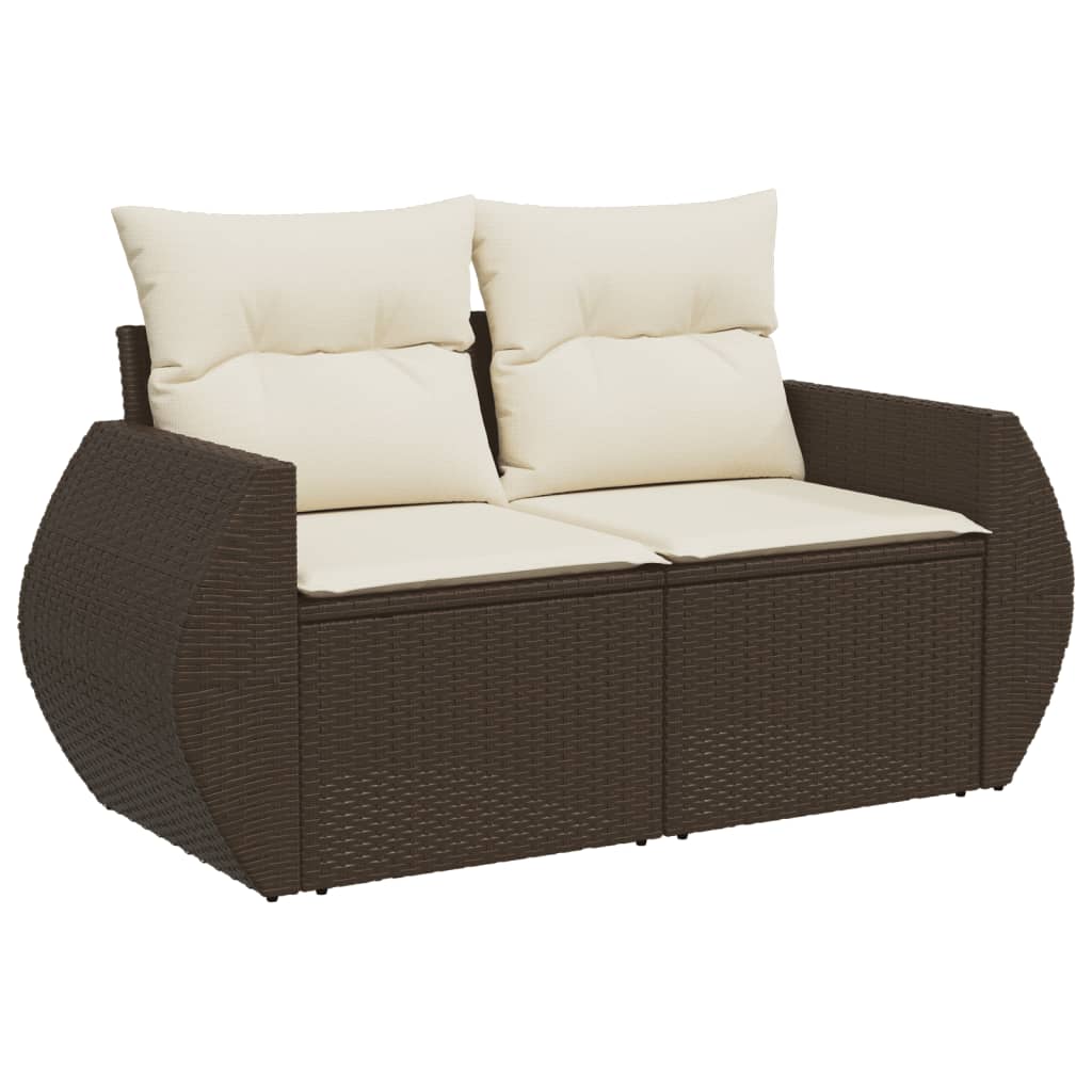 Set Divano da Giardino 5 pz con Cuscini Marrone in Polyrattan - homemem39