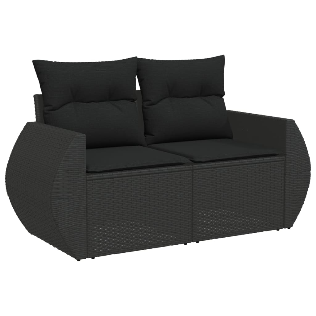 Set Divano da Giardino 6 pz con Cuscini Nero in Polyrattan | homemem39