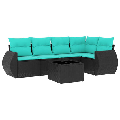 Set Divani da Giardino 6 pz con Cuscini Nero in Polyrattan | homemem39