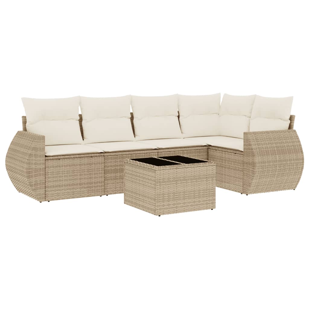 Set Divano da Giardino 6 pz con Cuscini Beige in Polyrattan - homemem39