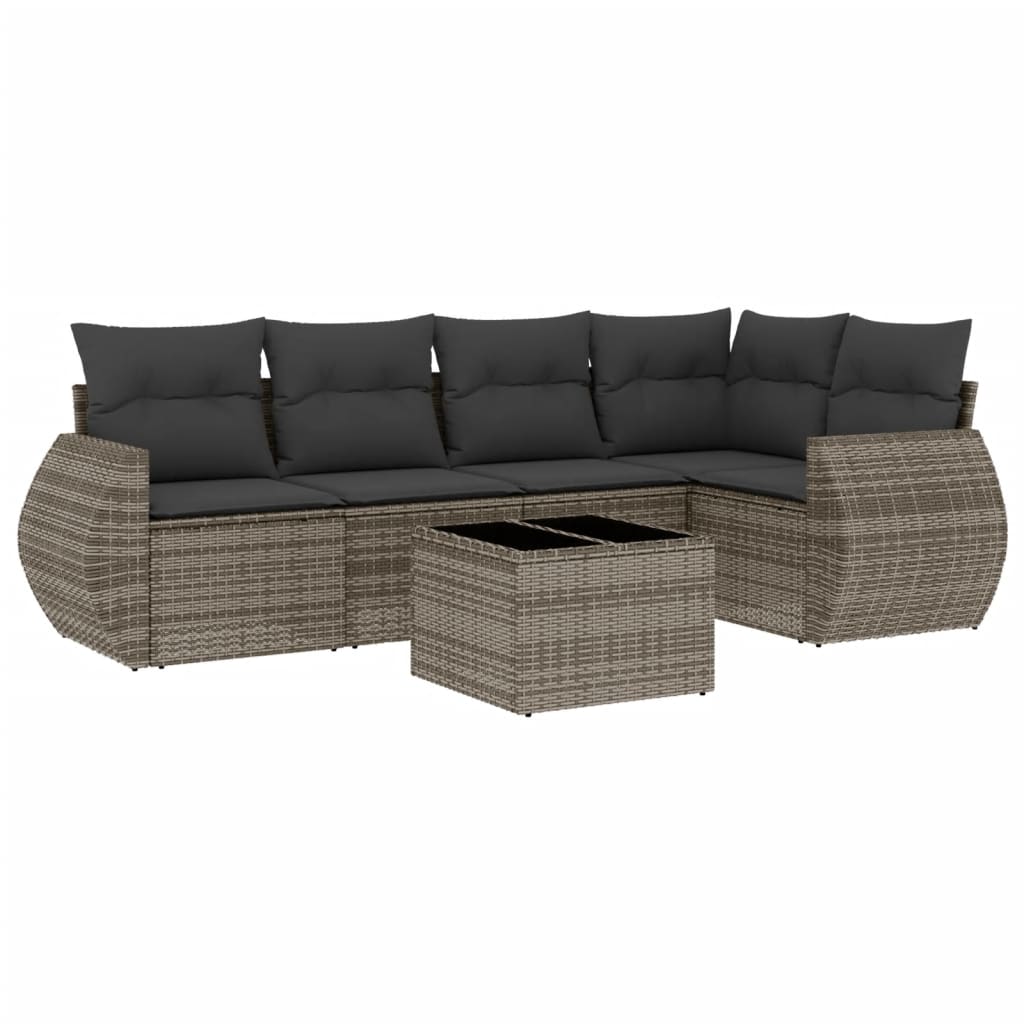 Set Divano da Giardino 6 pz con Cuscini Grigio in Polyrattan - homemem39