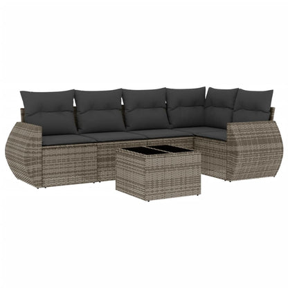 Set Divano da Giardino 6 pz con Cuscini Grigio in Polyrattan - homemem39
