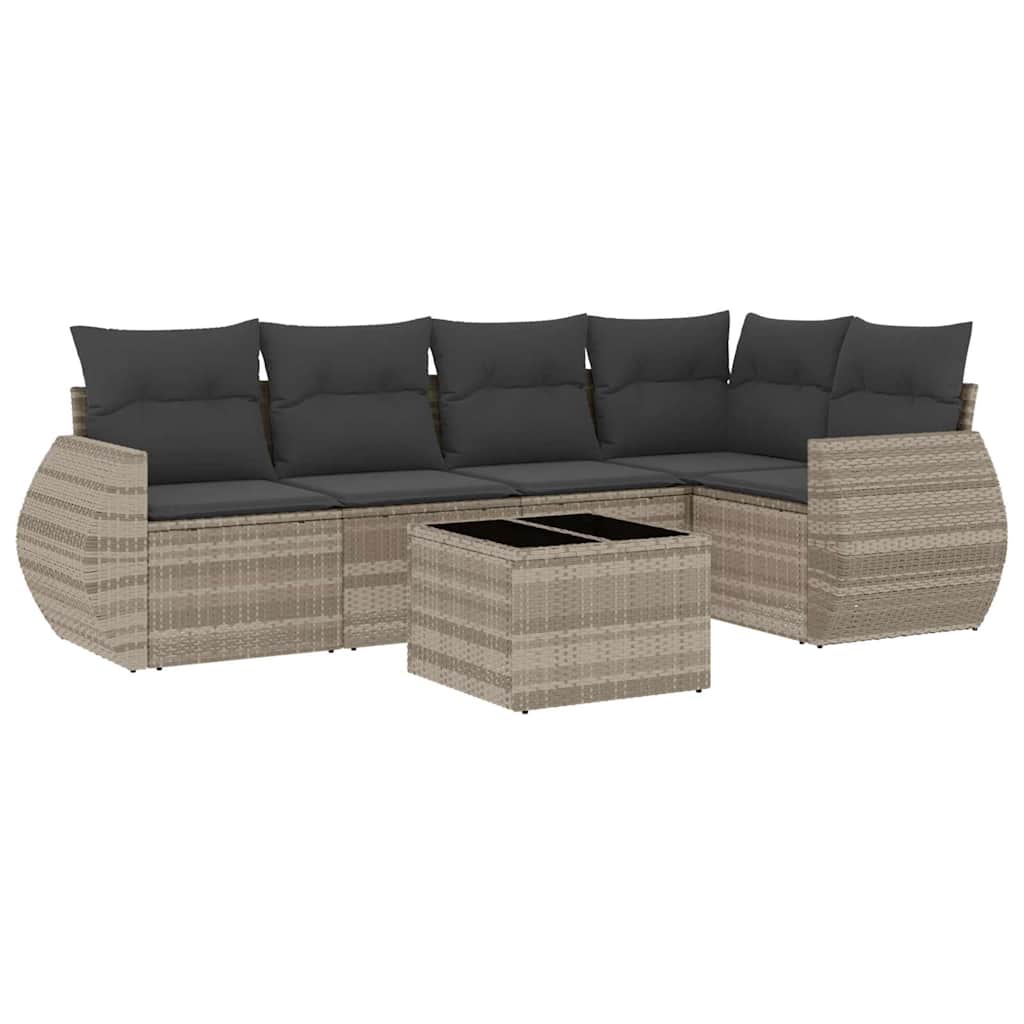 Set Divano da Giardino 6pz con Cuscini Grigio Chiaro Polyrattan | homemem39