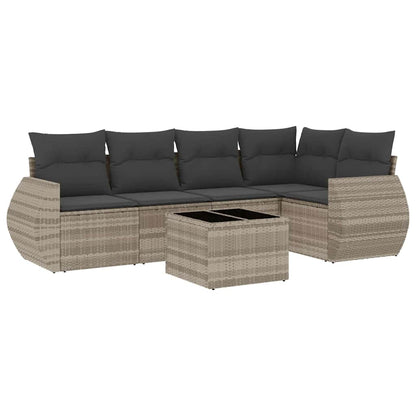 Set Divano da Giardino 6pz con Cuscini Grigio Chiaro Polyrattan | homemem39