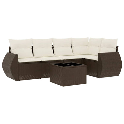 Set Divano da Giardino 6 pz con Cuscini Marrone in Polyrattan | homemem39