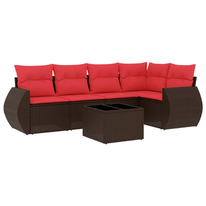Set Divani da Giardino 6 pz con Cuscini Marrone in Polyrattan | homemem39
