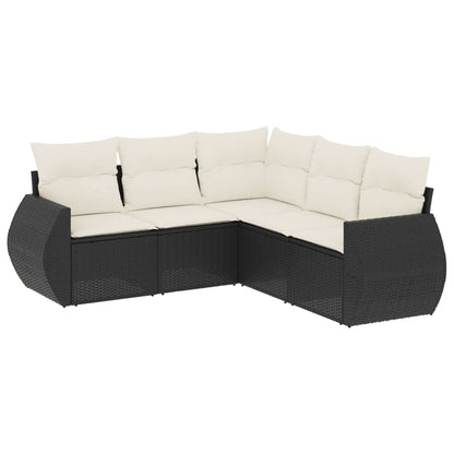 Set Divani da Giardino 5 pz con Cuscini in Polyrattan Nero - homemem39