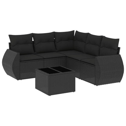 Set Divano da Giardino 6 pz con Cuscini Nero in Polyrattan - homemem39