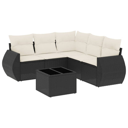 Set Divano da Giardino 6 pz con Cuscini Nero in Polyrattan - homemem39
