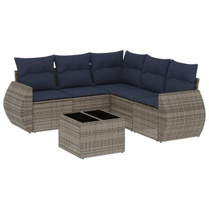 Set Divani da Giardino 6 pz con Cuscini Grigio in Polyrattan | homemem39