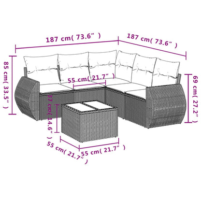 Set Divani da Giardino 6 pz con Cuscini Grigio in Polyrattan | homemem39