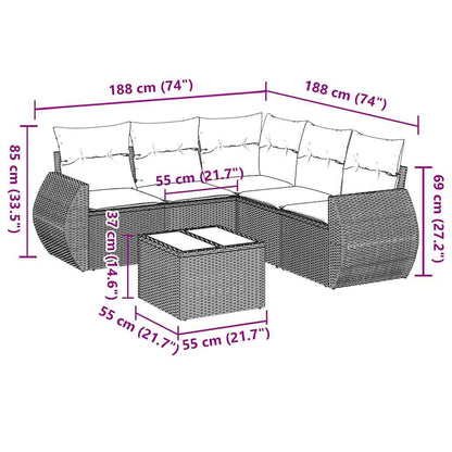 Set Divano da Giardino 6pz con Cuscini Grigio Chiaro Polyrattan | homemem39
