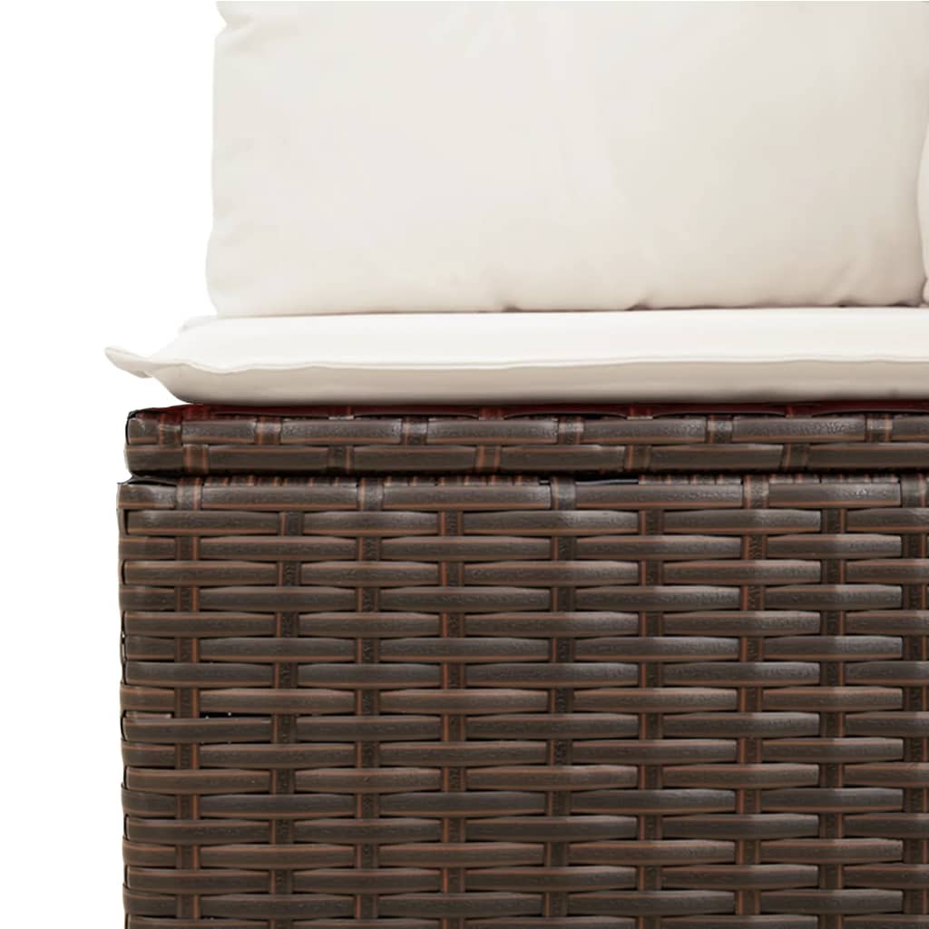 Set Divano da Giardino 6 pz con Cuscini Marrone in Polyrattan | homemem39