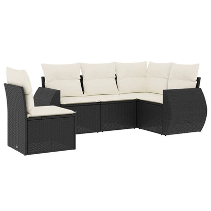 Set Divani da Giardino 5 pz con Cuscini in Polyrattan Nero - homemem39