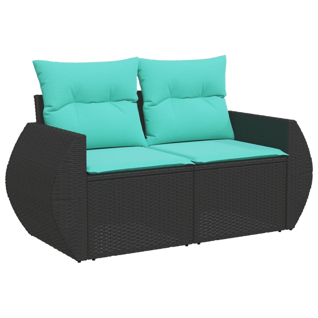 Set Divani da Giardino 5 pz con Cuscini Nero in Polyrattan | homemem39