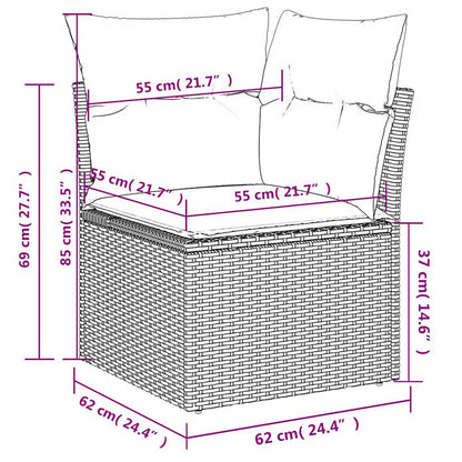 Set Divani da Giardino 6 pz con Cuscini Nero in Polyrattan | homemem39