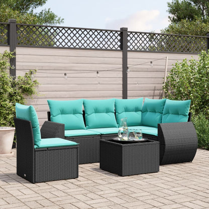 Set Divani da Giardino 6 pz con Cuscini Nero in Polyrattan | homemem39