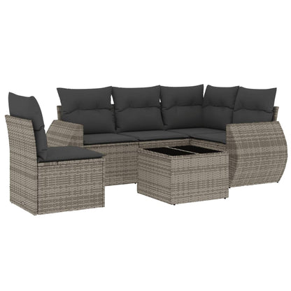Set Divano da Giardino 6 pz con Cuscini Grigio in Polyrattan - homemem39