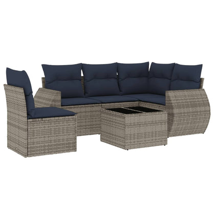 Set Divani da Giardino 6 pz con Cuscini Grigio in Polyrattan | homemem39