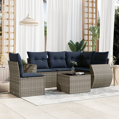 Set Divani da Giardino 6 pz con Cuscini Grigio in Polyrattan | homemem39